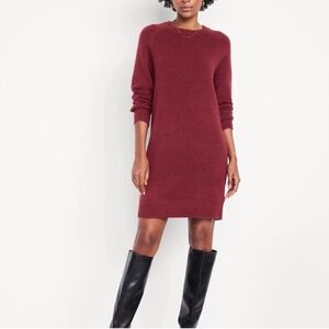 Old Navy Knit Crewneck Sweater Dress - Burgundy Red